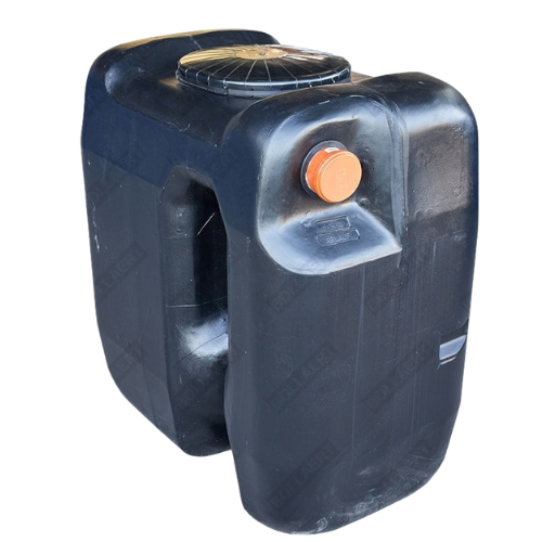 Kunststof septische put van 1.000 liter, smal rechthoekig model geschikt voor kleine installaties zoals een tuinkantoor of tiny house.